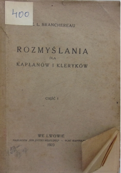 Rozmyślania dla kapłanów i kleryków, 1923r.