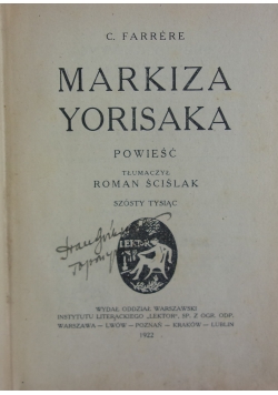 Markiza Yorisaka, 1922r.