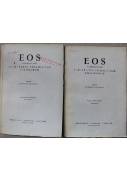 EOS commentarii Societatis Philologae Polonorum zeszyt 1 i 2