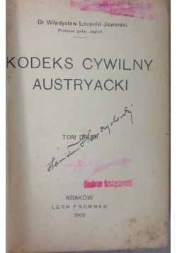 Kodeks cywilny austryacki, 1905 r.