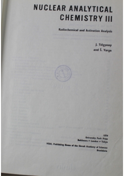 Nuclear Analytical Chemistry III