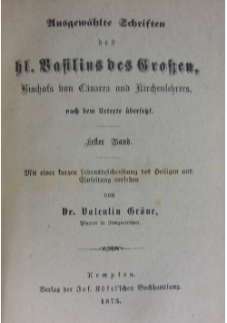 Ausgewählte Schriften, Eltern Band, 1875