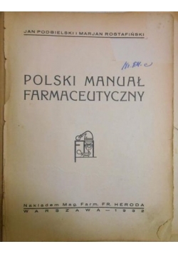 Polski manuał farmaceutyczny, 1932 r.