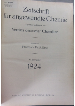 Zeitschrift fur angewandte Chemie, 1924 r.