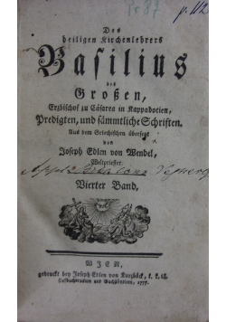 Des heiligen Kirchenlehrers Basilius des Grosses, 1777 r.