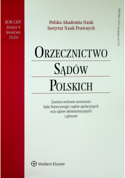 Orzecznictwo Sądów Polskich Rok LXIV Zeszyt 4