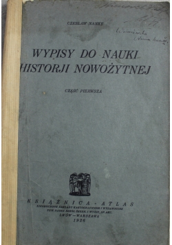 Wypisy do nauki Historji Nowożytnej 1926 r.