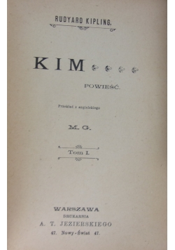 Kim powieść, tom I, 1902 r.