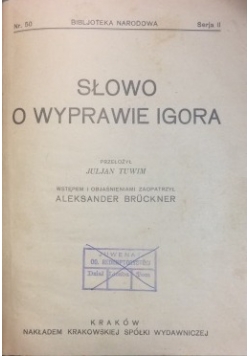 Słowo o wyprawie Igora, 1928 r.
