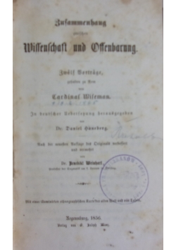Bufammenhang zwischen Wissenschaft und Offenbarung ,1856r.