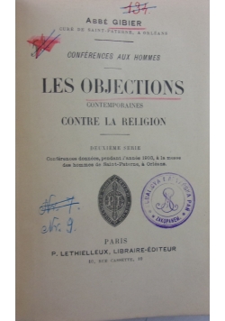 Les objections contemporaines Contre la Religion, 1903 r.