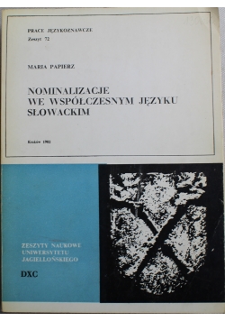Nominacje we współczesnym języku słowackim