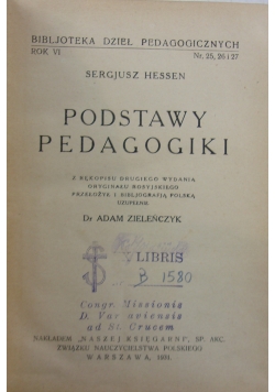 Podstawy pedagogiki, 1931r.