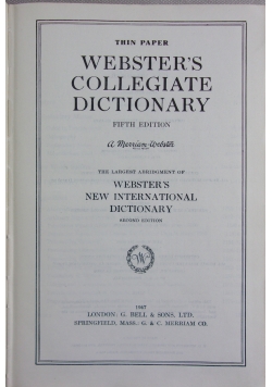 Webster's collegiate dictionary fifth edition, 1947r.