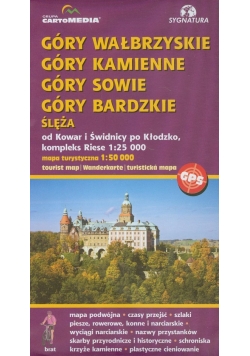 Góry Wałbrzyskie Kamienne Sowie Bardzkie Ślęża Mapa turystyczna 1: 50 000