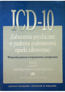 ICD 10 Zaburzenia psychiczne w praktyce podstawowej opieki zdrowotnej