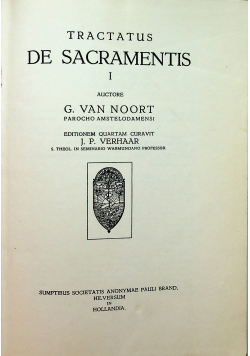Tractatus de Sacramentis Tom I 1927r