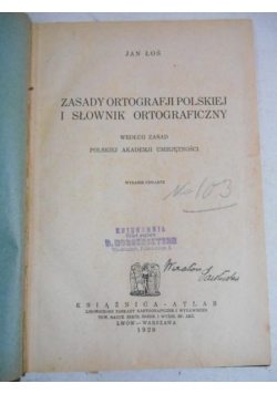 Zasady ortografji polskiej i słownik ortograficzny, 1928 r.