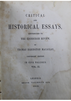 Critical and Historical Essays vol II 1850 r.
