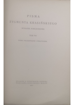Pisma Zygmunta Krasińskiego, tom VII, 1912 r.