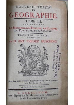 Nouveau traite de Geographie tome III 1769 r.