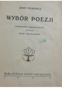 Wybór poezji, 1925r.
