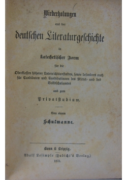 Deutschen Literaturgeschichte, 1875 r.