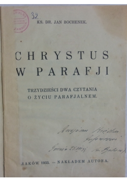 Chrystus w parafji, 1933r.