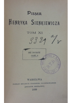 Pisma Henryka Sienkiewicza. Tom XI, 1899 r.