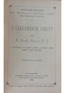 O Sakramencie Pokuty ,1892r.
