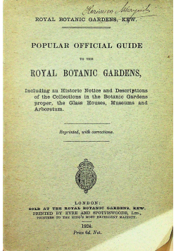 Popular Official Guide to the Royal Botanic Gardens 1924 r.