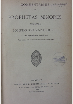 Commentarius in Prophetas Minores, 1886 r.