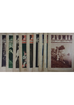 Płomyk tygodnik dla dzieci i młodzieży ,nr 21,22,23,24,26,29, 30/31,33,35, 36, zestaw 10 zeszytów, 1936 r.