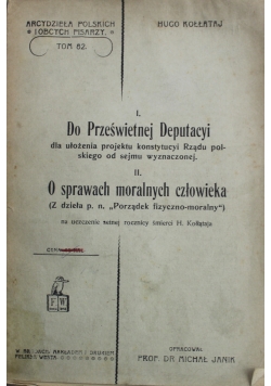 Do Przenajświętnej Deputacyi O sprawach moralnych człowieka