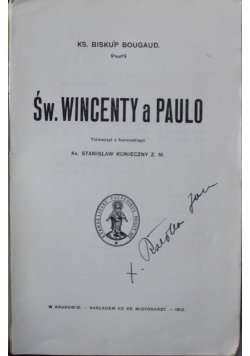 Św Wincenty a Paulo 1912 r