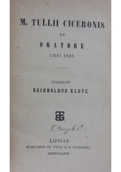 M tullii ciceronis de oratore, 1776 r.
