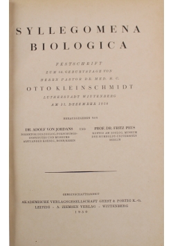 Syllegomena Biologica 1950 r.