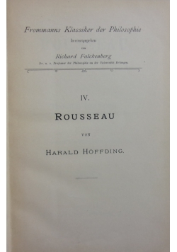 Rousseau und seine philosophie, 1902 r.