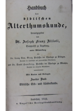 Handbuch der biblischen Alterthumskunde, 1844 r.
