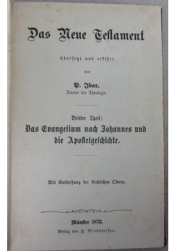 Das Neue Testament uberfezt und erflart, 1873 r.