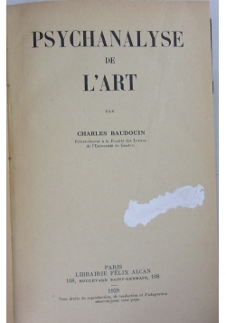Psychanalyse de L`art, 1929 r.
