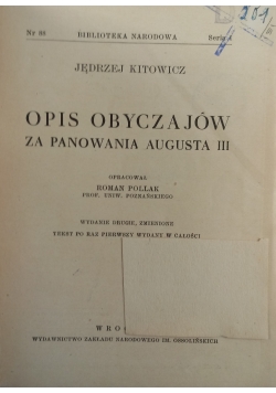 Opis obyczajów za panowania Augusta III,1950 r.