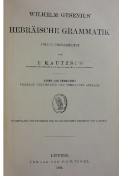 Hebraische Grammatik, 1909 r.