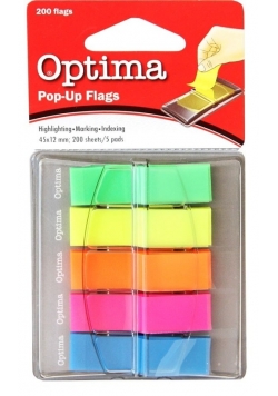 Zakładki indeksujące Optima 12x45mm neonowe 200 sztuk 24 pakiety