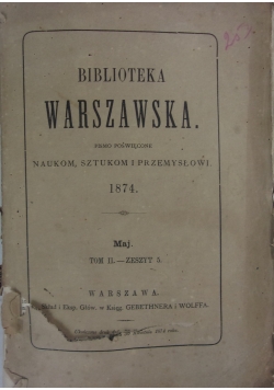 Biblioteka Warszawska,Tom II,1874r