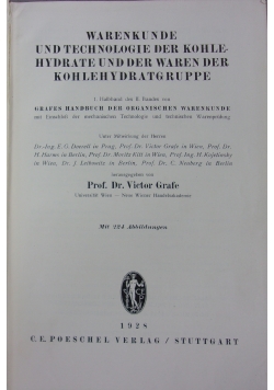 Warenkunde und technologie der kohlenhydrate und der waren der kohlenhydratgruppe, 1928 r.