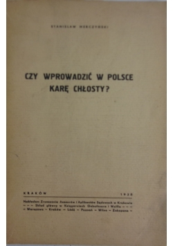 Czy wprowadzić w Polsce karę chłosty?, 1938r