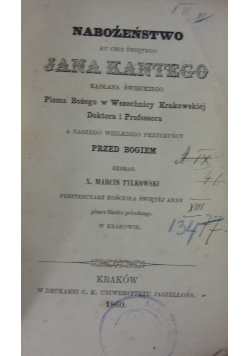 Nabożeństwo ku czci Świętego Jana Kantego, 1860 r.
