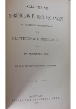 Allgemeine Morphologie der Pflanzen,1890r.