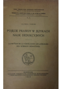 Pojęcie prawdy w  językach nauk dedukcyjnych, 1933 r.